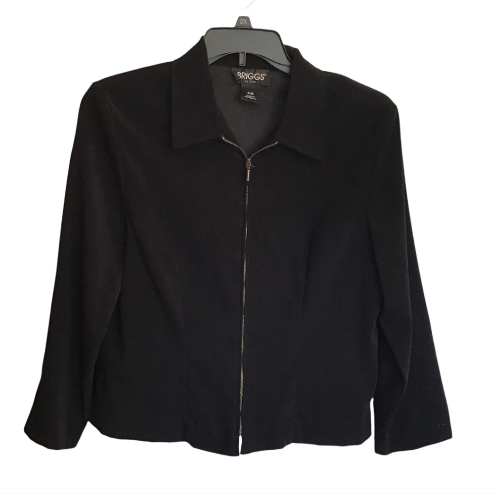 Briggs Petite Medium Womens Black Zip Jacket